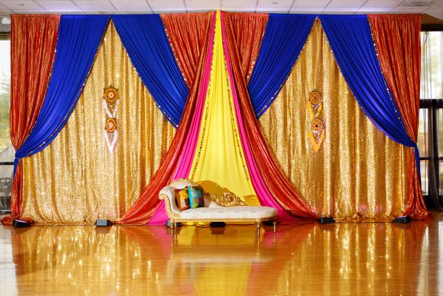 sangeet garba backdrop colorful indian wedding chicago