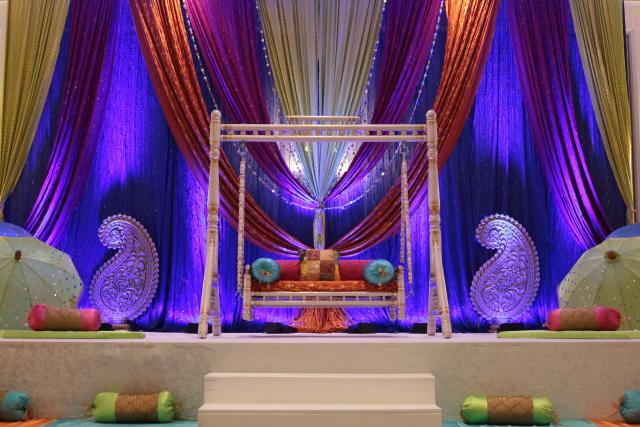 sangeet garba backdrop colorful indian wedding chicago