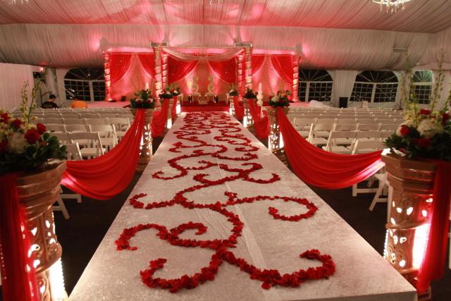 red rose petal aisle design indian wedding decor mandap