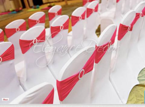 Spandex chair covers with bands- Decor For an Indian Wedding By Elegance Decor 847-791-0397 contact@elegance-decor.com- Serving the Midwest (Chicago, Iowa, Michigan, Ohio, Indiana)